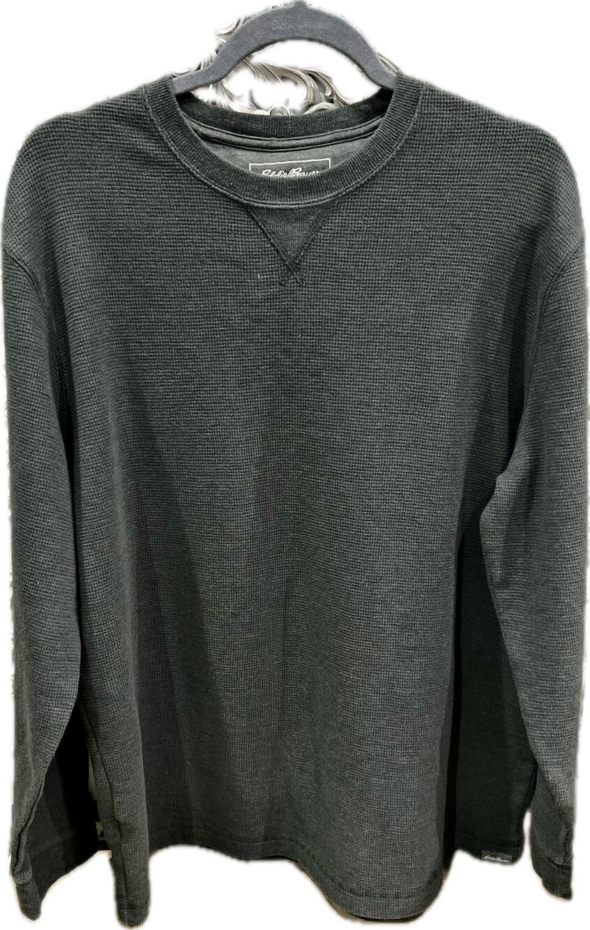 Eddie Bauer Men Thermal Crewneck Long Sleeve Shirt in Dark Gray Size XL